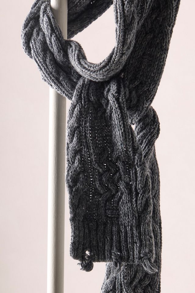 Coal Cable Knit Scarf #3