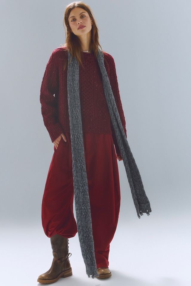 Coal Cable Knit Scarf #5