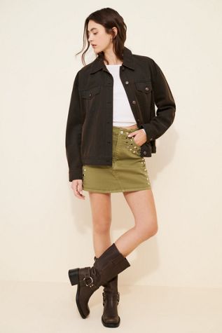 Re_Nuuly x Tricia Fix Reworked Studded Denim Skirt