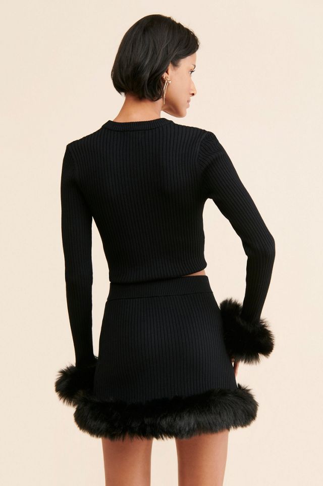 Show Me Your Mumu Fran Faux Fur Trimmed Skirt #1