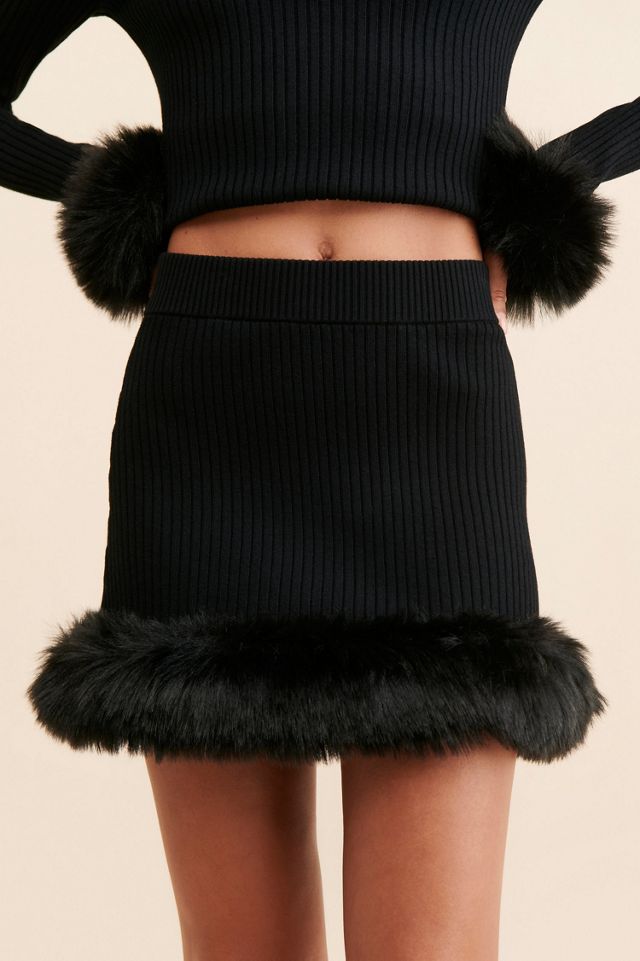 Show Me Your Mumu Fran Faux Fur Trimmed Skirt #2