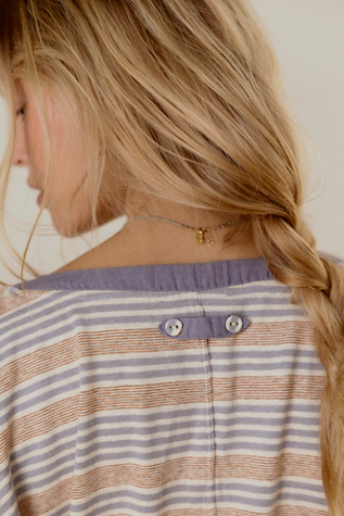 Женский топ Intimately Good Company Stripe Henley, цвет: Шамбре комбинированный — фото 3