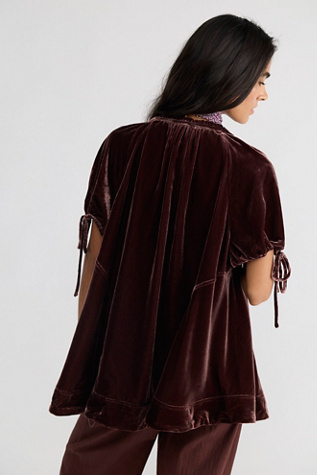 Женский топ Free People Farley Velvet Tunic, цвет: Шоколадный — фото 3