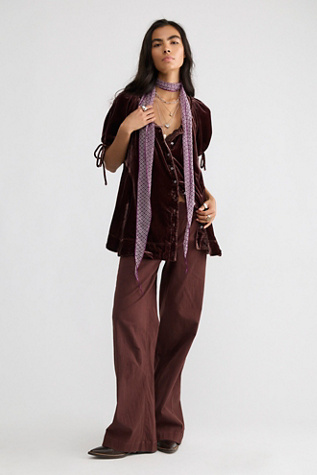 Женский топ Free People Farley Velvet Tunic, цвет: Шоколадный — фото 4