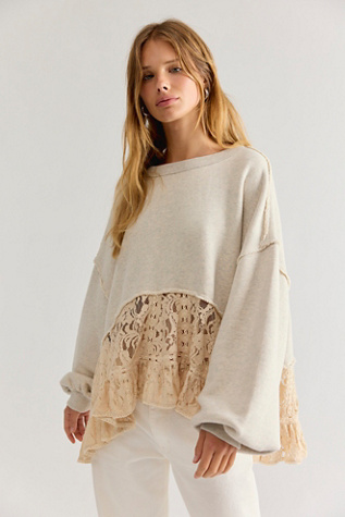 Женская толстовка Free People Pretty Boy Lace, цвет: Бледный пудровый — фото 4