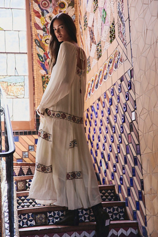 Женское платье Free People Azalea Embroidered Maxi, цвет: Слоновая кость комбинированный — фото 3