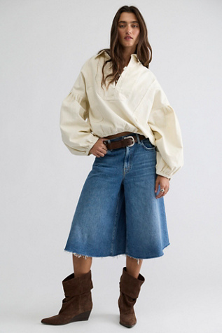 MOTHER The Whole Flutter Fray Denim Shorts by Free People
