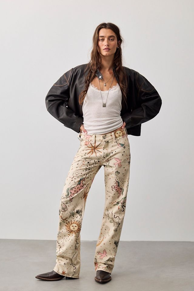 We The Free Luna Printed Mid-Rise Straight Jeans #1