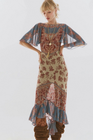 Женское платье Free People Daystar Printed Maxi, цвет: Винтажный комбинированный — фото 6