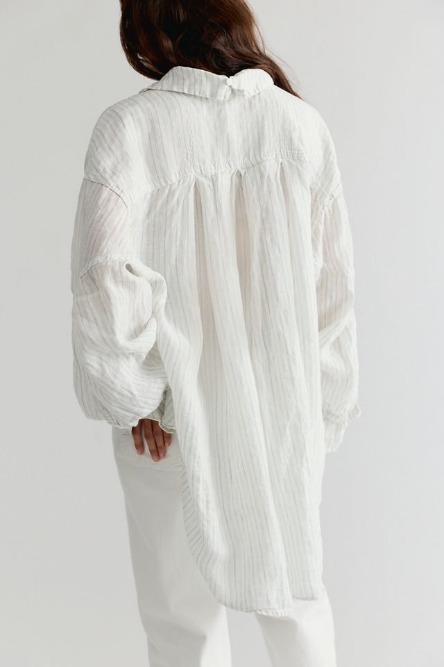 Llea Blue Selene Striped Linen Shirt #1