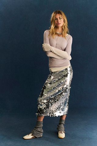 Disco Ball Midi Slip Skirt