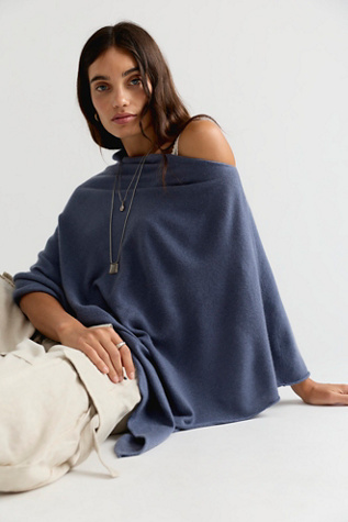 Женский топ Look by M Simply Cashmere Poncho, цвет: Джинсовый — фото 1