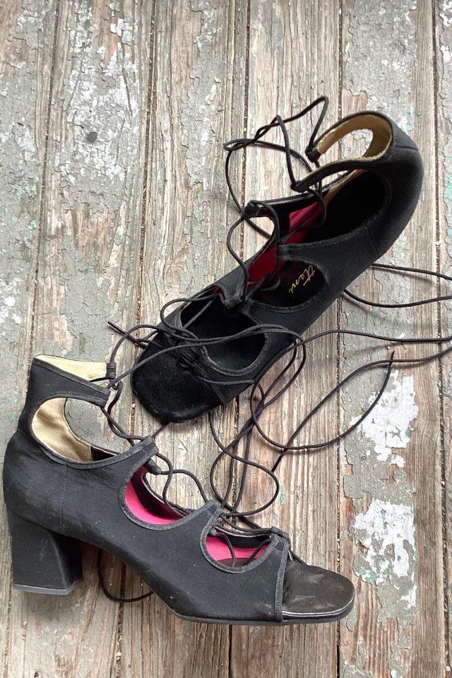 1960s Deadstock Black Lace Up Ankle Gladiator Sandals Selected by Cherry #1
