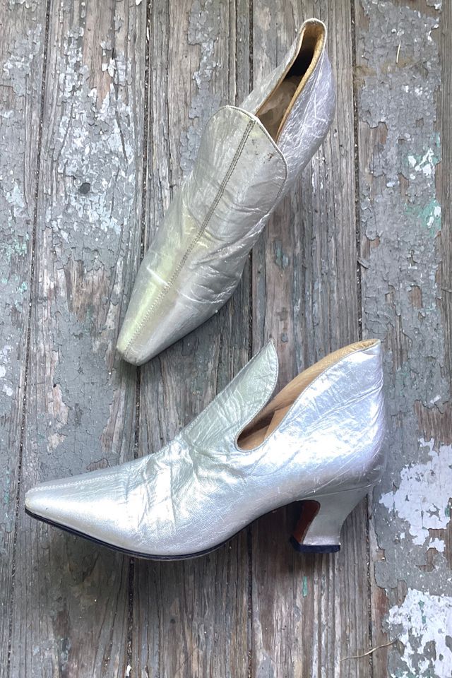 Vintage 1960s Silver Leather Ankle Boots Selected by Cherry #1