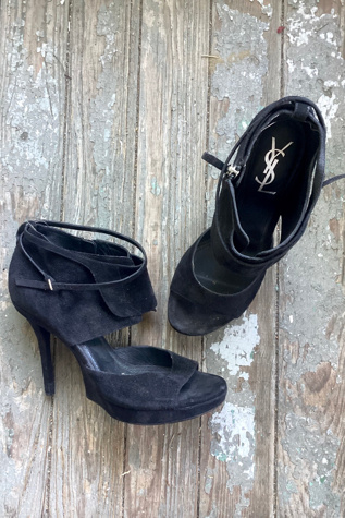 Y2K Yves Saint Laurent Black Suede Heels Selected by Cherry