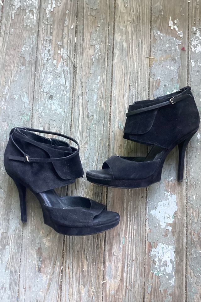 Y2K Yves Saint Laurent Black Suede Heels Selected by Cherry #1