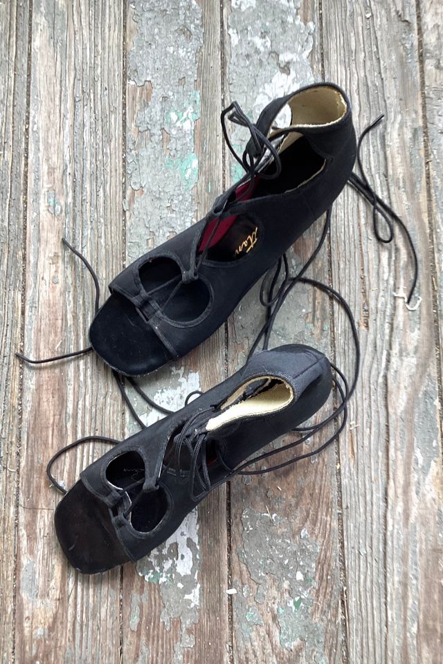 1960s Deadstock Black Lace Up Ankle Gladiator Sandals Selected by Cherry #1