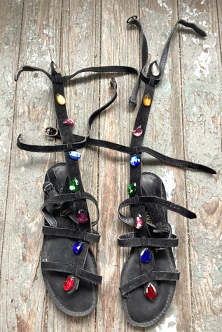 1960s Deadstock ENRICO Bejeweled Gladiator Sandals Selected by Cherry