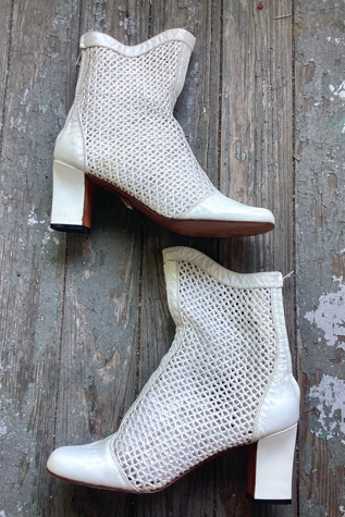 1970s Joseph LaRose White Leather Mesh Boots Selected by Cherry