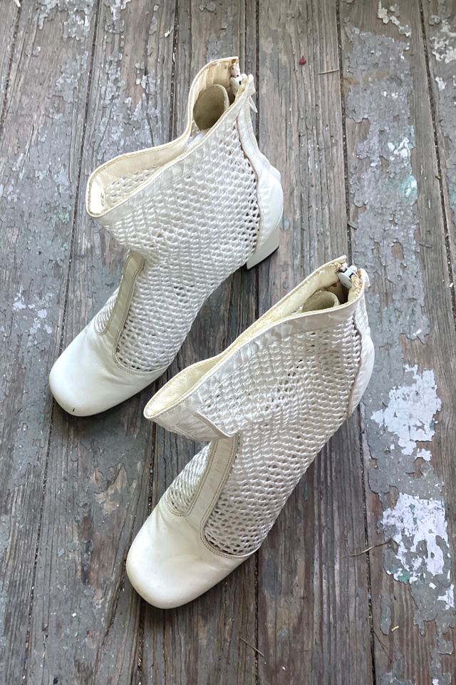 1970s Joseph LaRose White Leather Mesh Boots Selected by Cherry #1