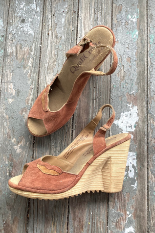 1970s Suede Cut Out Wedges Selected by Cherry