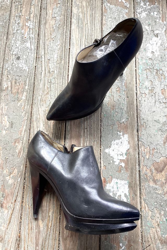 Y2k Gianfranco Ferre Black Leather Stacked Heels Selected by Cherry #1
