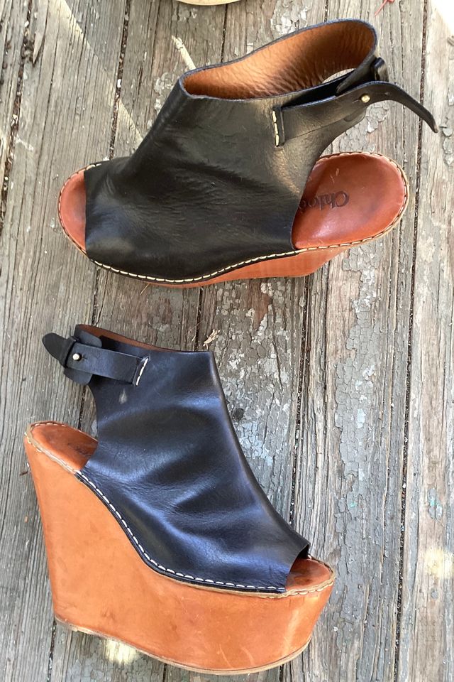 Y2K Chloé Brown and Black Leather Platform Wedges Selected by Cherry #1