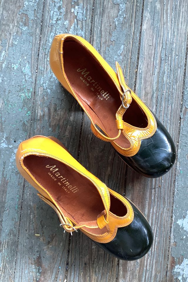 1970s Deadstock Martinelli Patent Leather Mary Janes Heeled Platforms Selected by Cherry #1