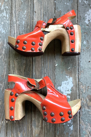 1970s Deadstock Sbicca Studded Orange Platforms Selected by Cherry