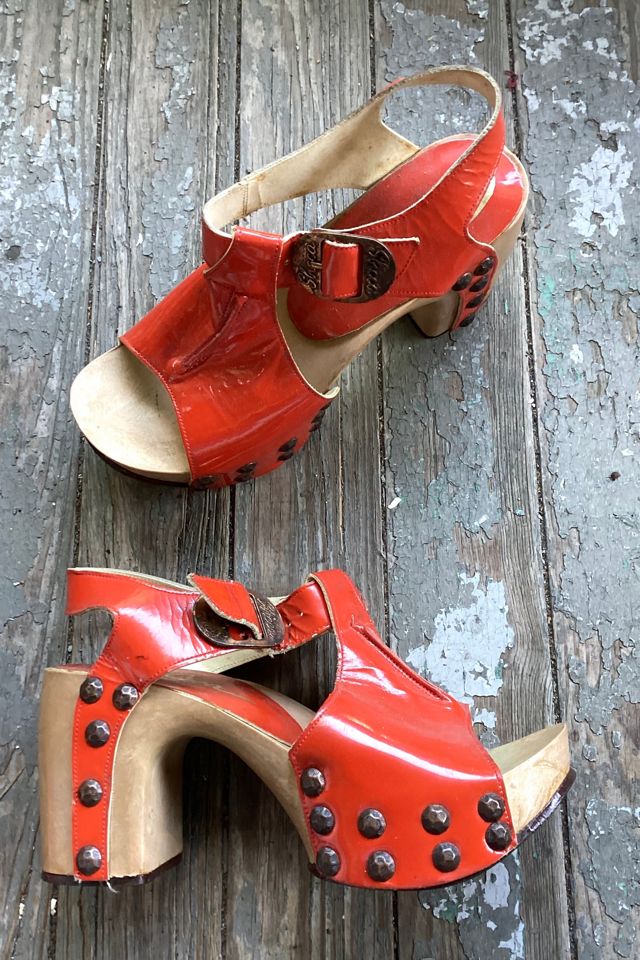 1970s Deadstock Sbicca Studded Orange Platforms Selected by Cherry #1