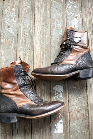 1980s Durango Two Tone Western Lace Up Boots Selected by Cherry