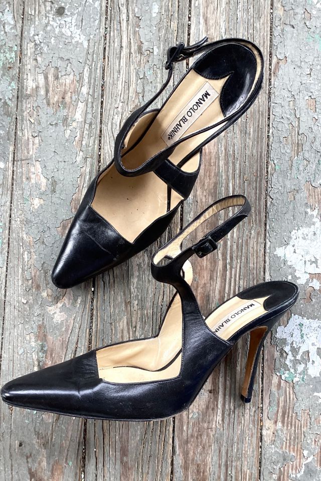 Late 1990s Manolo Blahnik Black Leather Heels Selected by Cherry #1