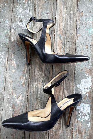 Late 1990s Manolo Blahnik Black Leather Heels Selected by Cherry