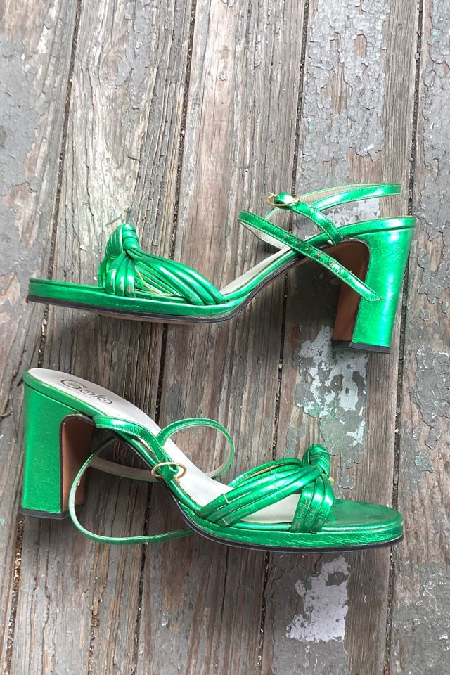 1970s Golo Metallic Green Leather Heels Selected by Cherry #1