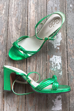1970s Golo Metallic Green Leather Heels Selected by Cherry