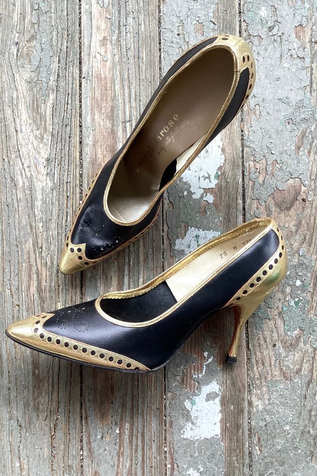 1960s Deadstock Joseph LaRose Black and Gold Specator Heels Selected by Cherry #1