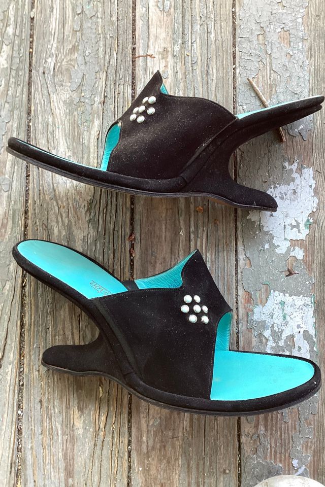 1960s Deadstock Joseph LaRose Black Suede Boomerang Heels Selected by Cherry #1