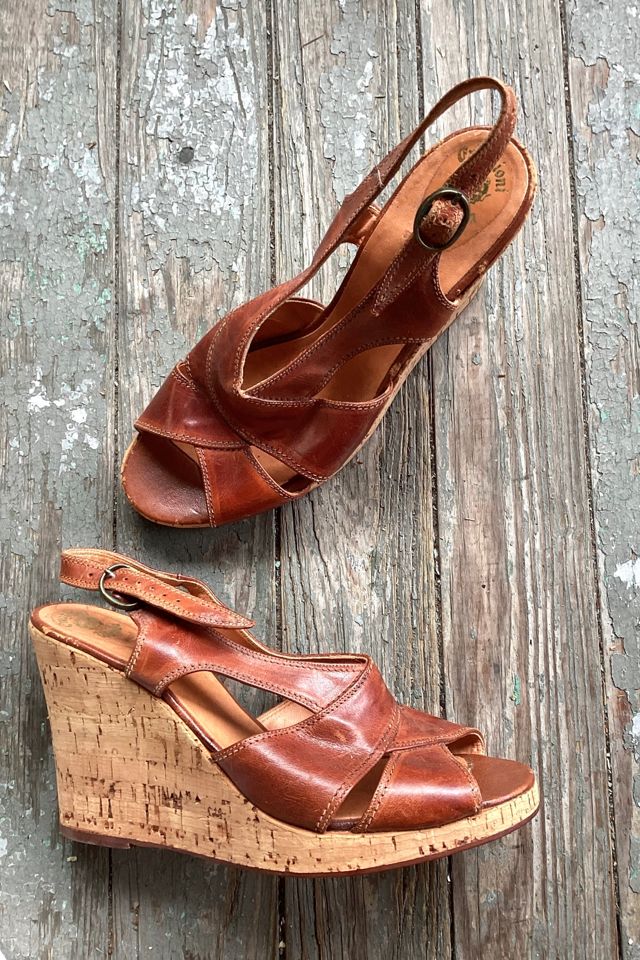 1970s Deadstock Cork and Leather Wedges Selected by Cherry #1