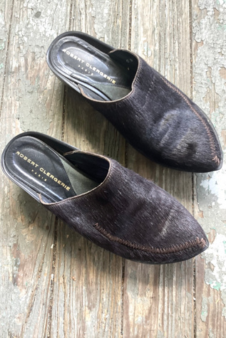 1990s Deadstock Robert Clergerie Black Fur Clogs Selected by Cherry
