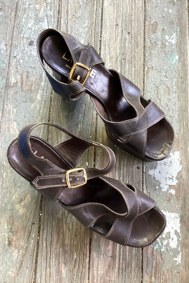1970s Joseph LaRose Brown Leather Platforms Selected by Cherry #1