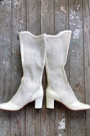 1960s Joseph LaRose White Leather and Net Go Go Boots Selected by Cherry