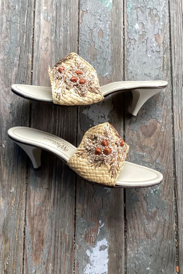 1950s Deadstock Raffia Slide Heels Selected by Cherry #1