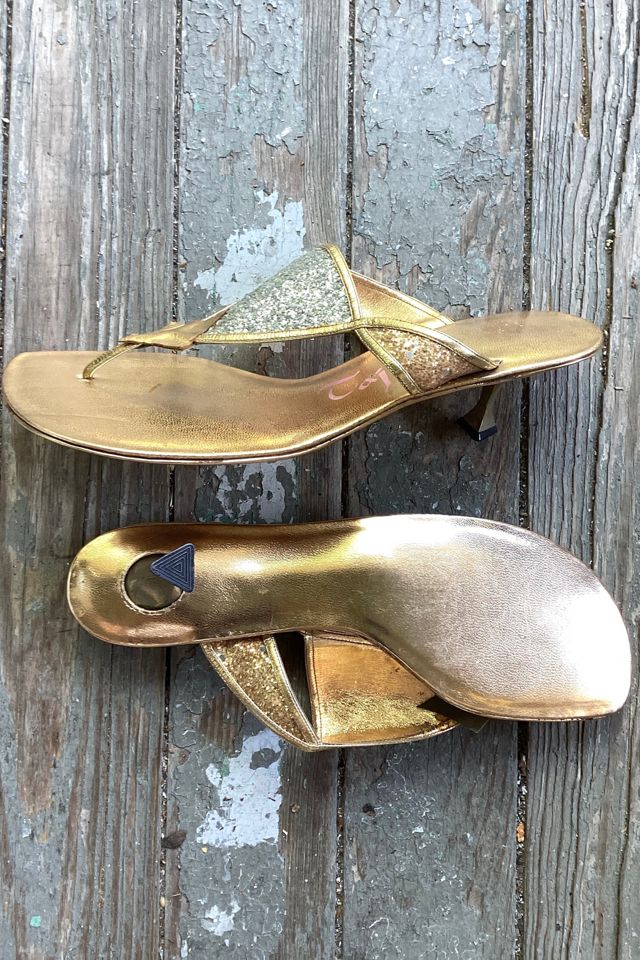 1960s Taj Tajere Silver Glitter and Gold Heeled Sandal Selected by Cherry #1