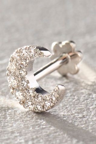 Boucle d'oreille à tige filetée lune diamant Maria Tash