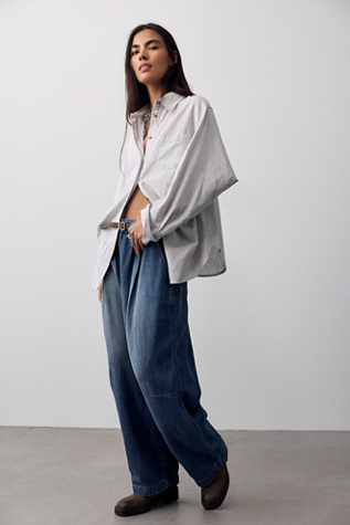 Женские джинсы We The Free Vienna Linen Trouser, цвет: Quintessential — фото 4