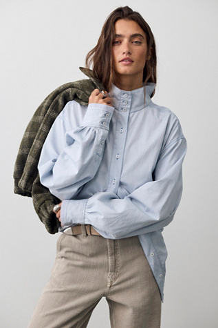We The Free Saturday Sunday Funnel Neck Button Down Shirt