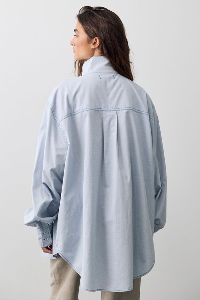 We The Free Saturday Sunday Funnel Neck Button Down Shirt #1