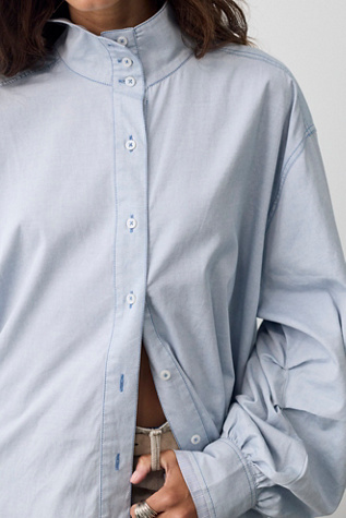 Женская рубашка We The Free Saturday Sunday Funnel Neck Button Down Shirt, цвет: Комбинированный — фото 3