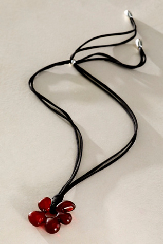 Crimson Flower Resin Necklace