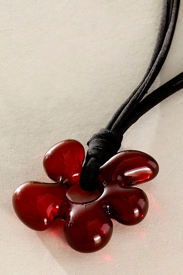 Crimson Flower Resin Necklace #1
